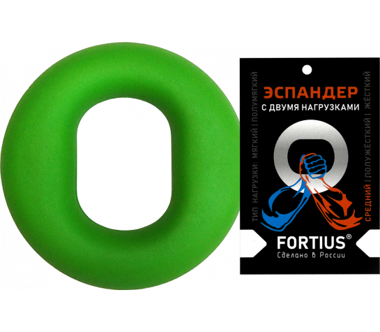 Эспандер кистевой "Fortius" с двумя нагрузками средний, (20-30 кг, зеленый) Зелёный image